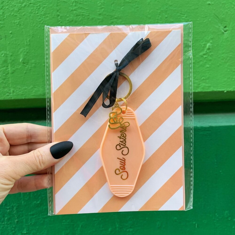 Soul Sisters Motel Style Keychain with Greeting Card